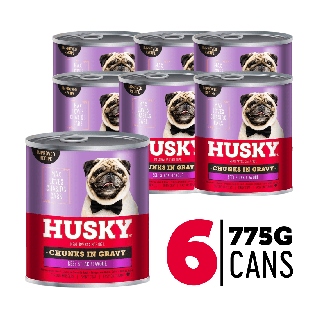 Husky Chunks In Gravy Steak Wet Dog Food 775gm x 6